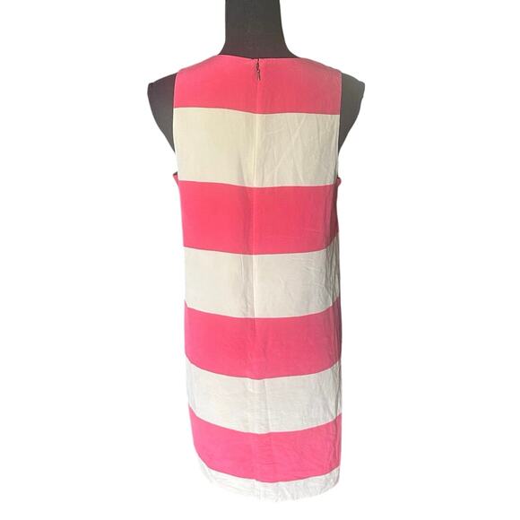 Fossil 100% Silk Pink & White Striped Sleeveless Dress - Picture 4 of 6